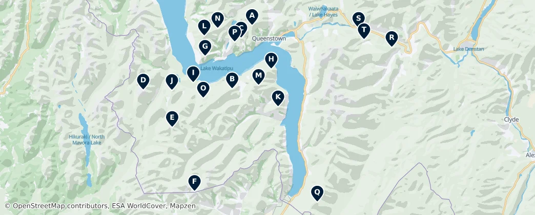 Térkép: Queenstown's Majestic Peaks