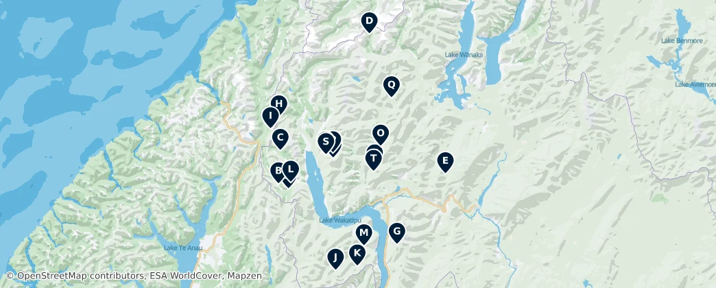 Mapa Wilderness Huts and Shelters