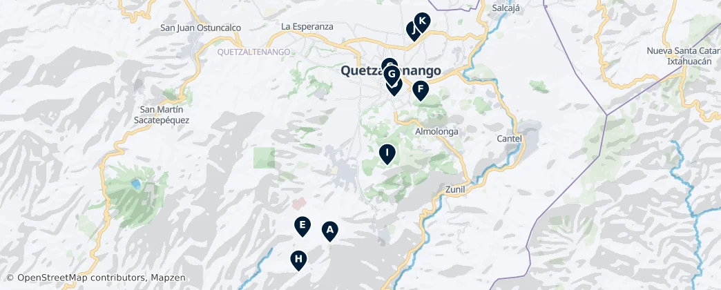 Map of Quetzaltenango's Must-See Wonders