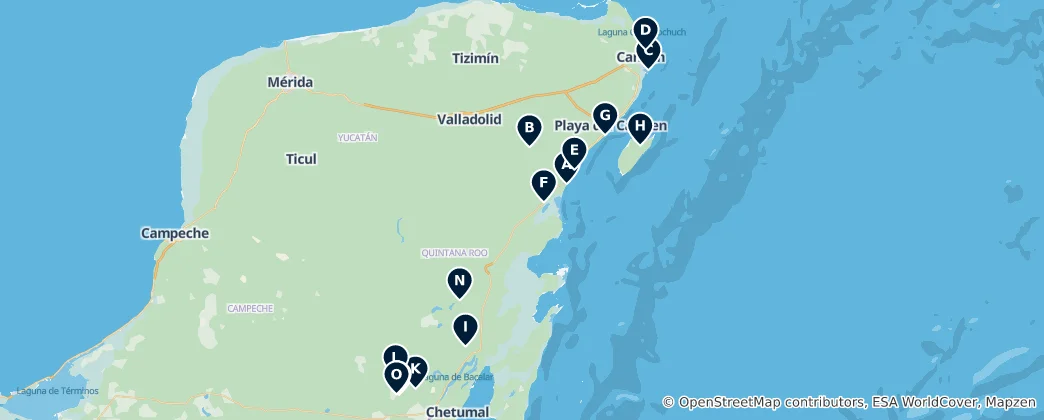 Map of Ancient Mayan Archaeological Sites