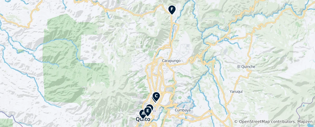 Map of Best Parks in Quito
