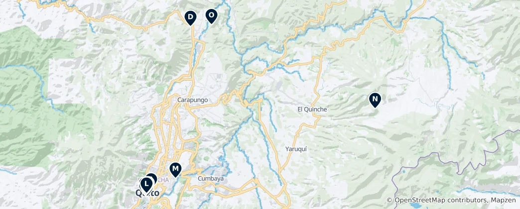 Mappa di Quito Heritage Sites