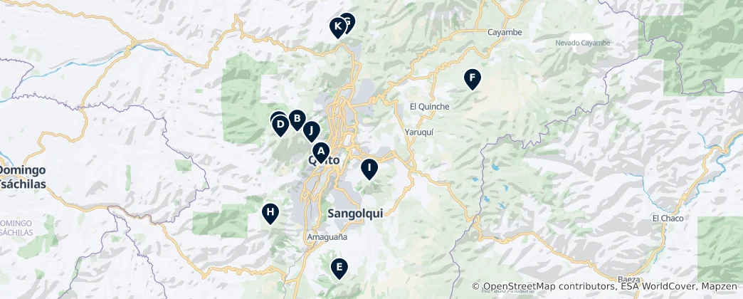 Map of Quito's Peaks and Volcanoes