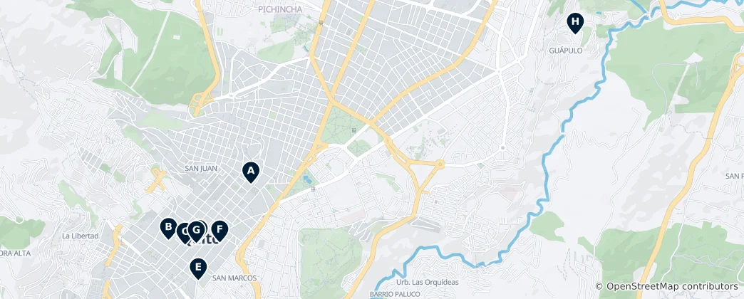 Mapa Historic Churches of Quito