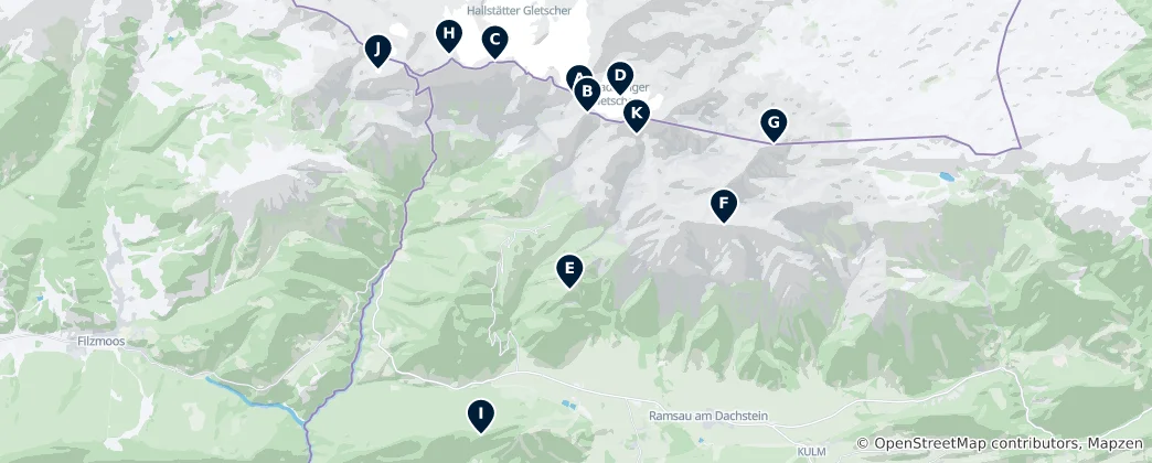 Map of Dachstein Peaks & Glaciers
