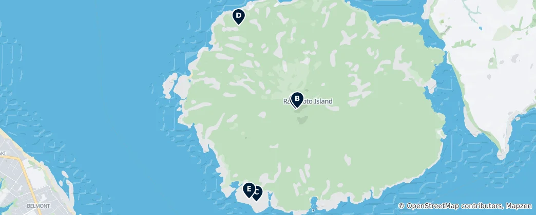 Mapa Rangitoto Island Highlights