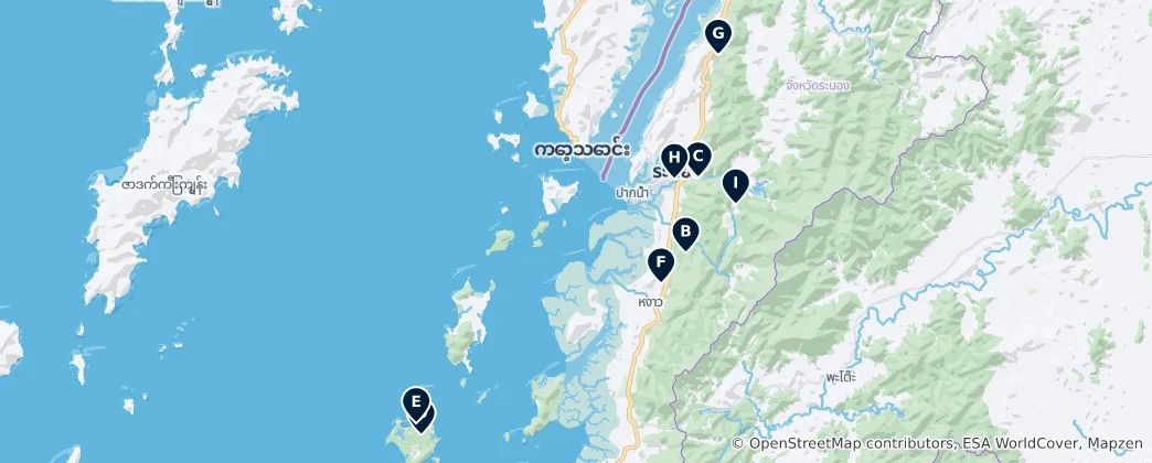 Mappa di Ranong Province Essentials