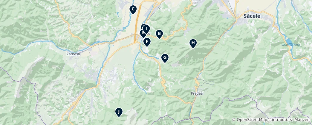 Mapa Râșnov Must-Sees