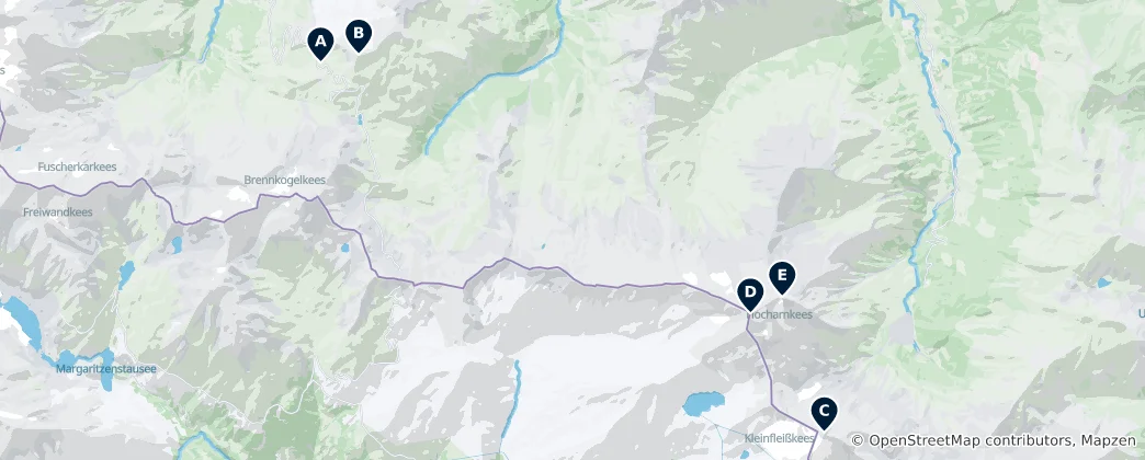 Map of High Tauern Highlights