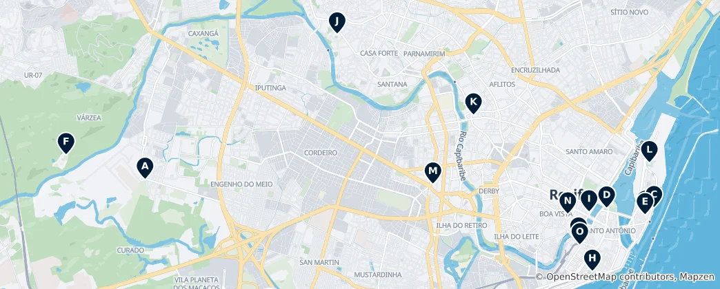 Cultural Attractions in Recife 지도