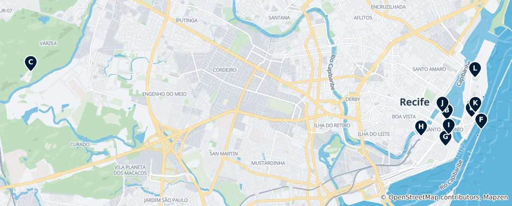 Mapa Hidden Gems of Recife