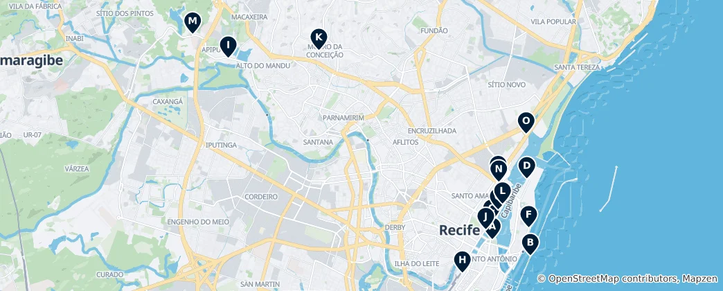 Mapa Historical Monuments of Recife