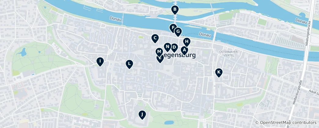 Regensburg'da Görülmesi Gerekenler Haritası