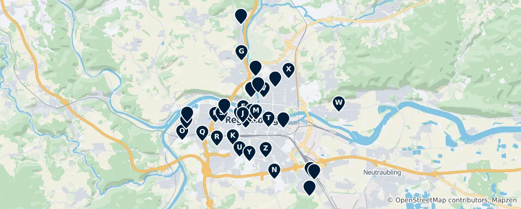 Map of Regensburg's Sacred Spaces