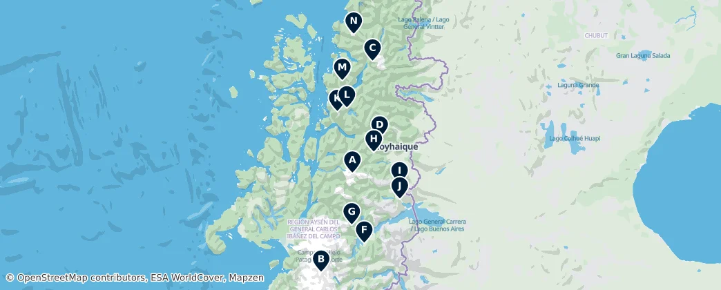 Mapa De Waterfalls and Volcanoes