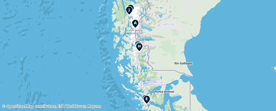 Mapa Patagonian Glaciers & Ice Fields