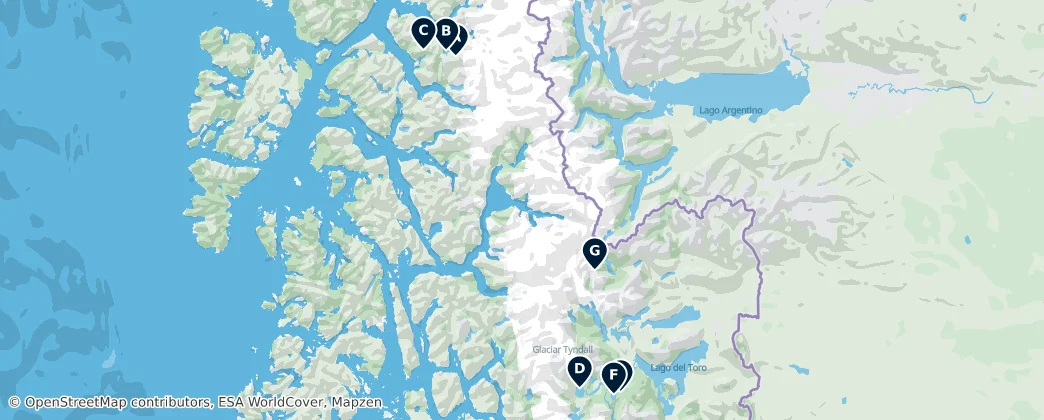 Mapa Patagonian Lakes