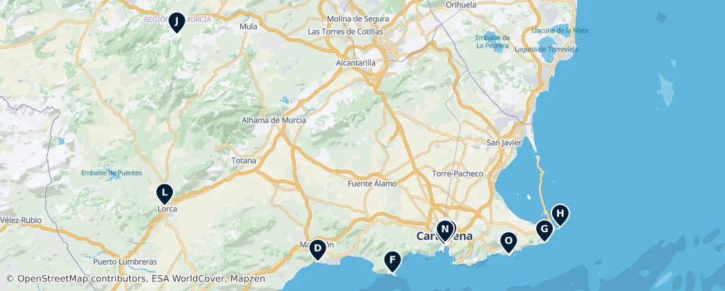 Mapa Región de Murcia's Essential Wonders