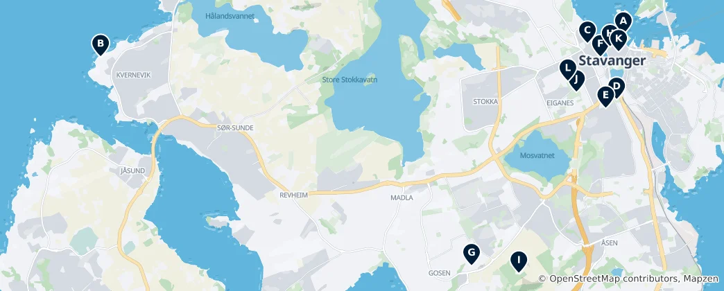 Mapa Stavanger's Essential Sights