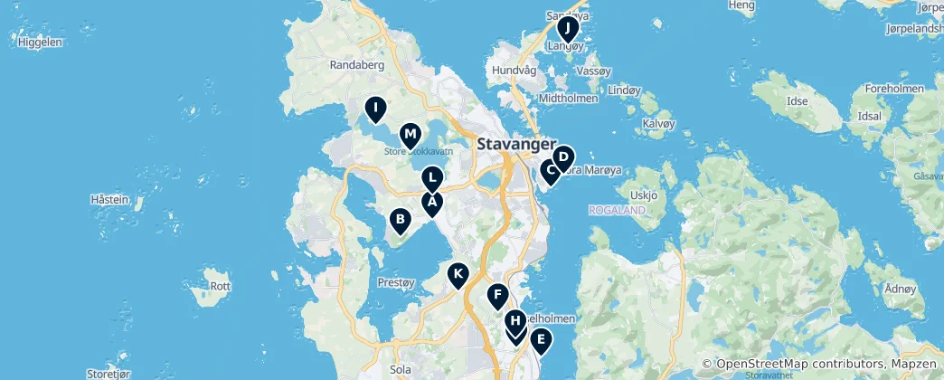 Mapa Naturalne ucieczki Stavanger