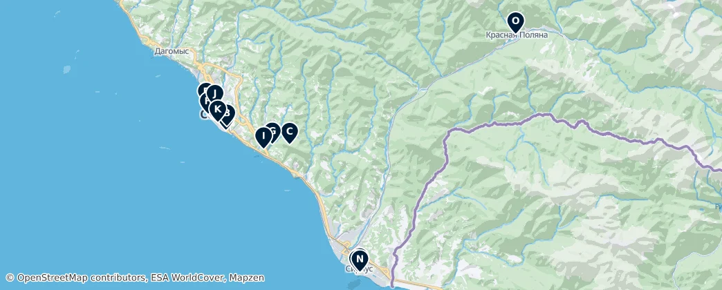Map of Resort Town of Sochi (municipal formation) Essentials