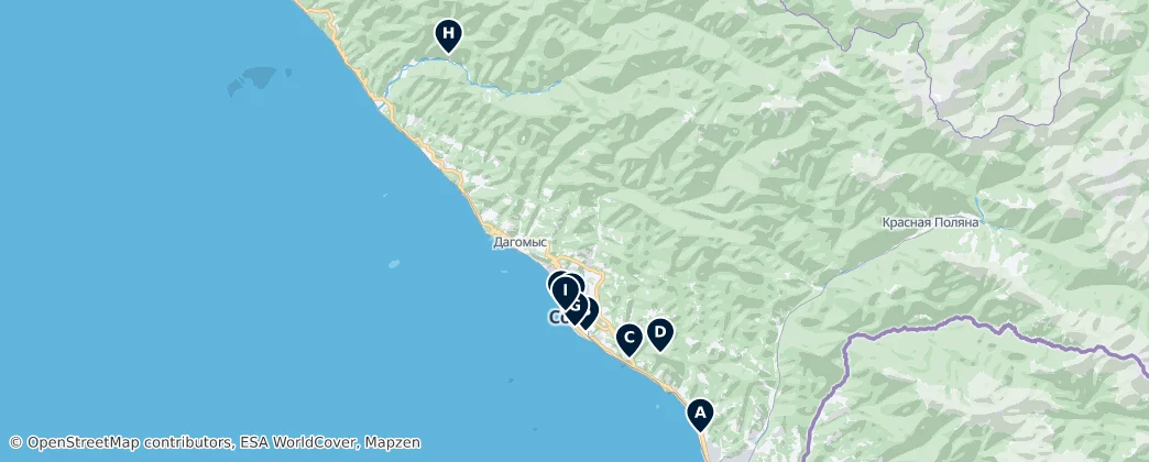 Mapa Sochi's Hidden Gems