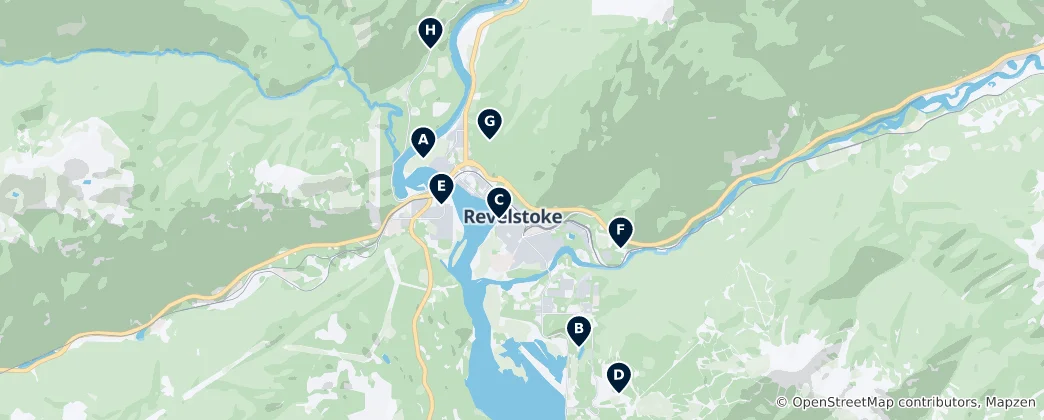 Karte von Revelstoke Outdoor Activities