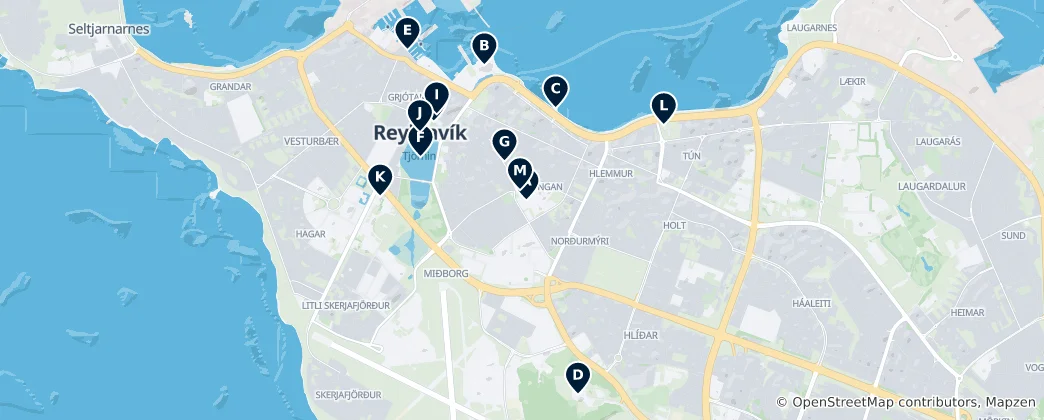 Mapa Reykjavík Essentials