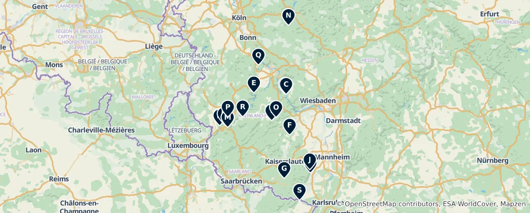 Kaart van Kastelen en ruïnes