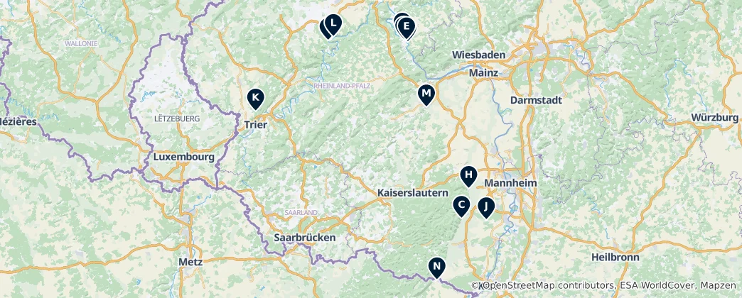 Map of Rheinland-Pfalz Unmissables