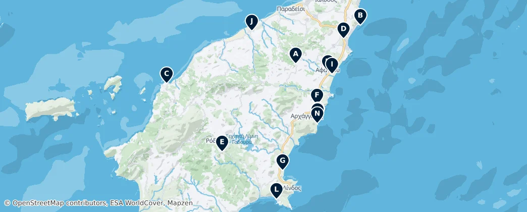 Map of Traditional Flavors of Rhodes