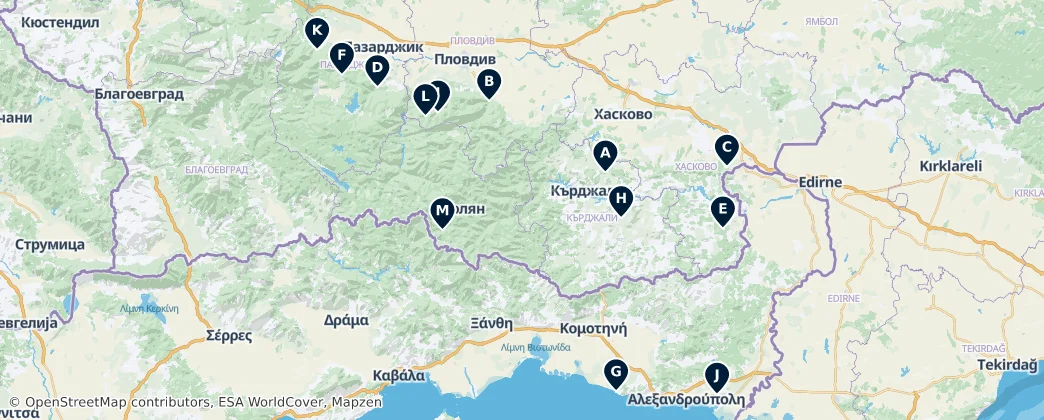 Rhodope Castles and Ruins — Térkép