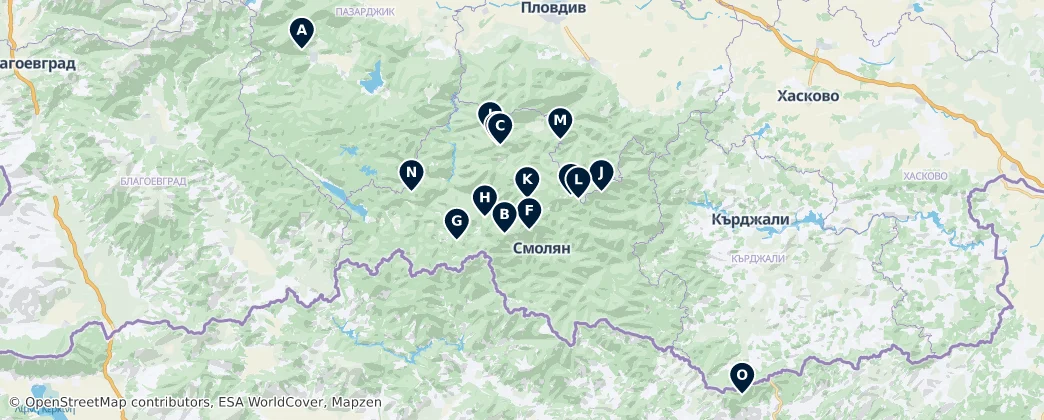 Rhodope Mountain Huts — Map