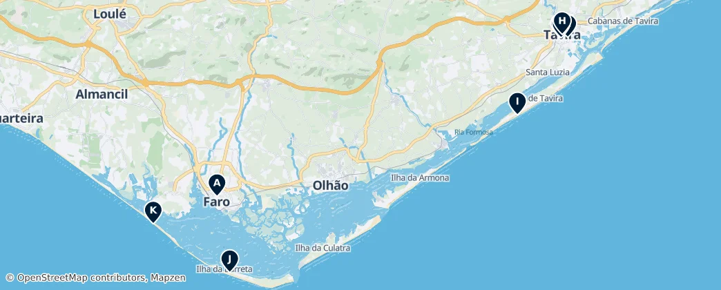 Ria Formosa Nature Park Unmissables 地图