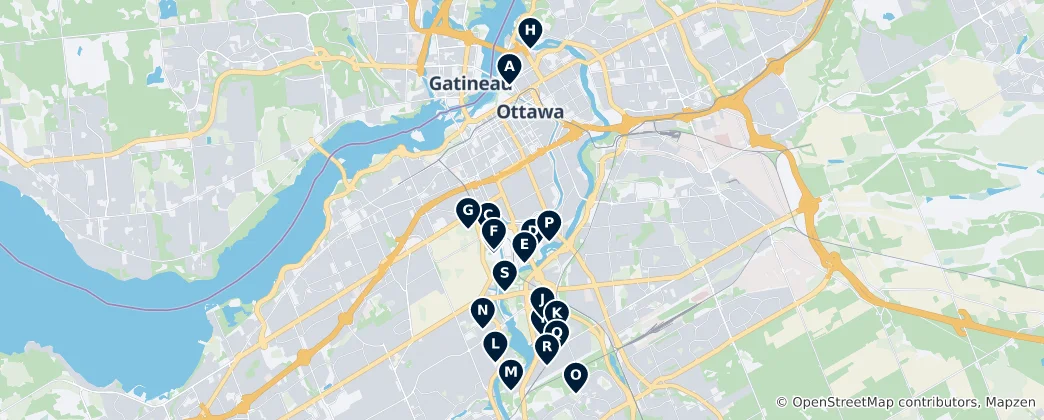 Mapa Ottawa's Parks and Gardens