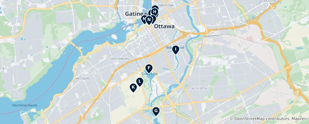 Mapa Rideau Canal Unmissables