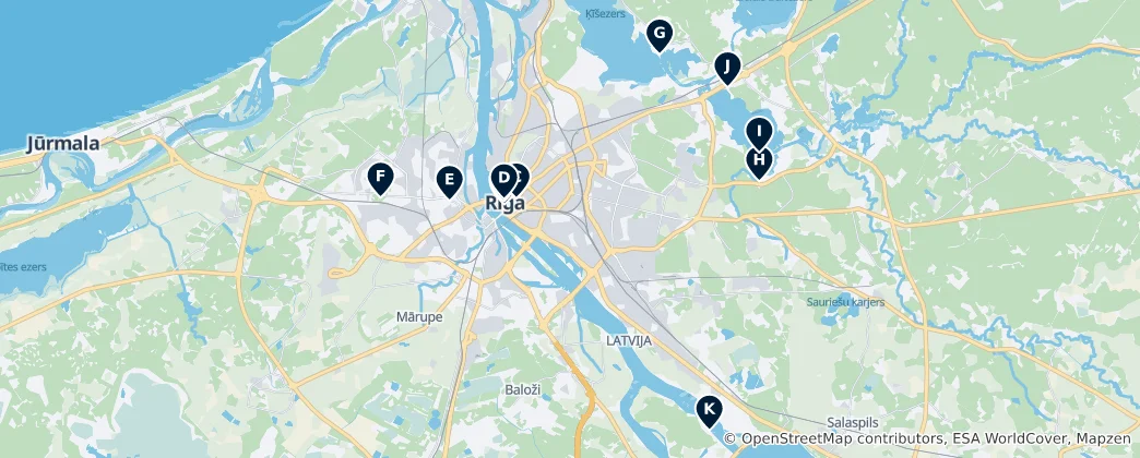 Mapa Historic Sites of Latvia