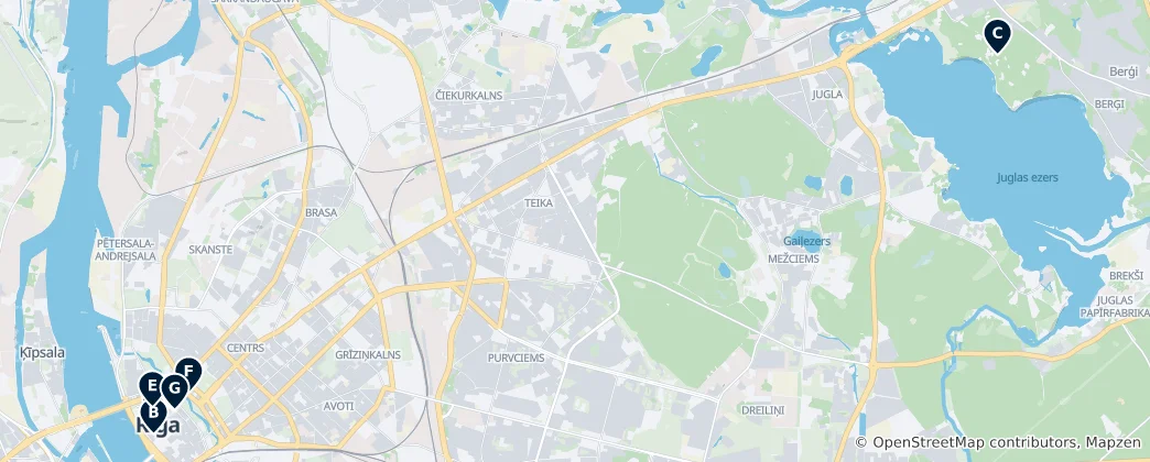 Map of Riga Museums and Galleries