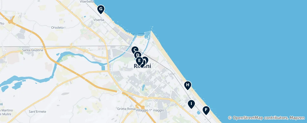 Mapa Historic Churches of Rimini