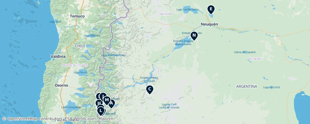 Map of Patagonian Peaks and Waterfalls