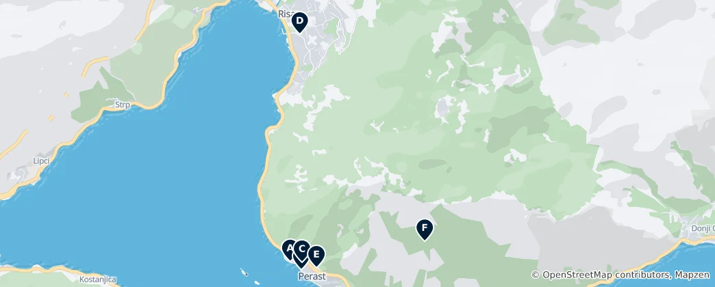 Kaart van Historic Sites of Perast & Risan