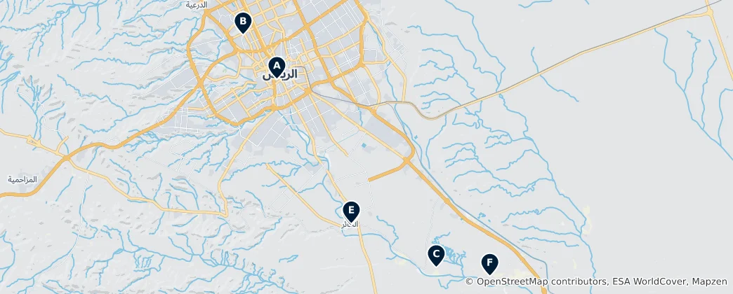 Map of Riyadh's Prominent Mosques