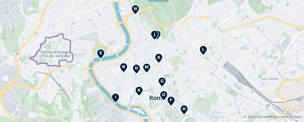 Map of Bridges and Squares of Rome