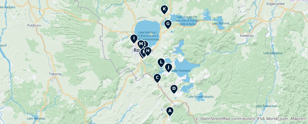 Mappa di Rotorua District Essentials