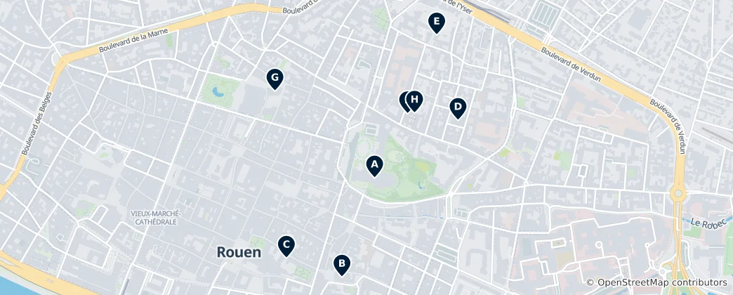 Mapa Rouen's Religious Heritage