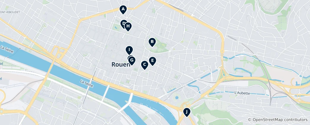 Mapa De Los tesoros imperdibles de Rouen