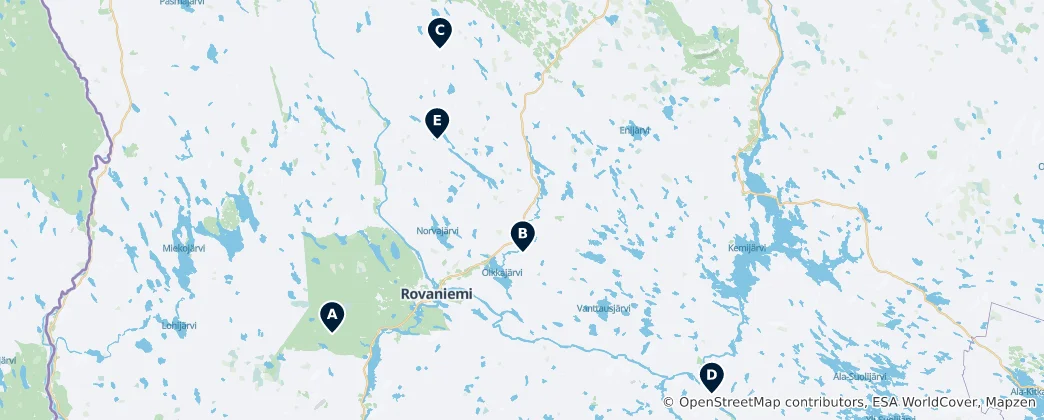 Mappa di Wilderness Huts & Cabins