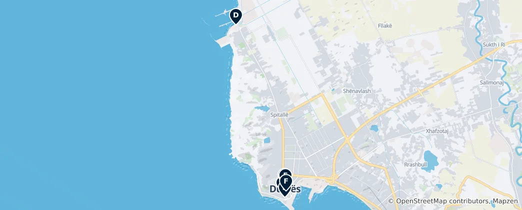 Map of Archaeological Sites in Durrës
