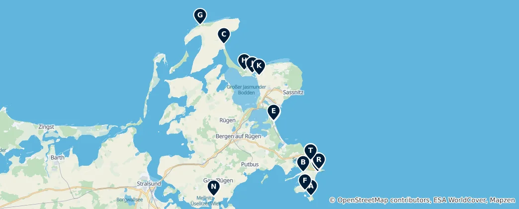 Mapa Campsites and Shelters