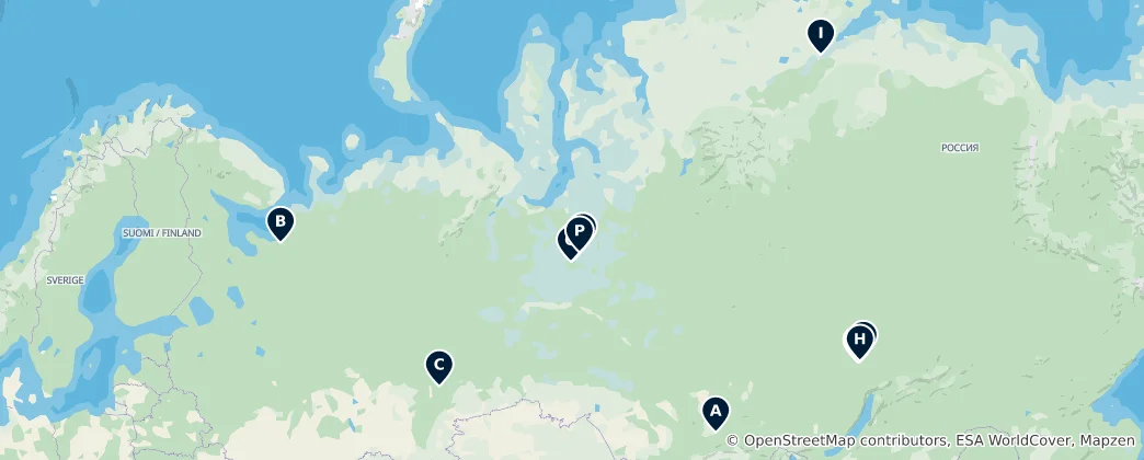 Kaart van Majestic Russian Rivers